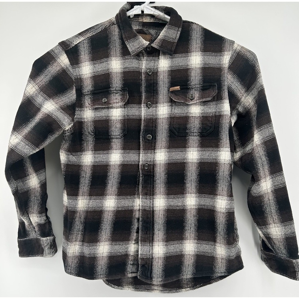 Orvis Long Sleeve Heavy Flannel Button Down Black‎ White Men's Size Medium